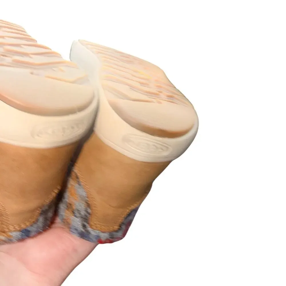 KEEN Elsa II Sneaker Boot Womens 8 Tan Leather Plaid Wool Insulated